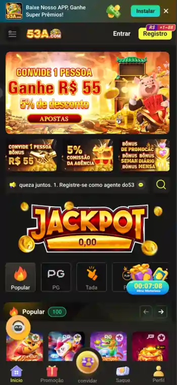 Aplicativo 53A Cassino para jogar online pelo celular com rapidez e segurança.